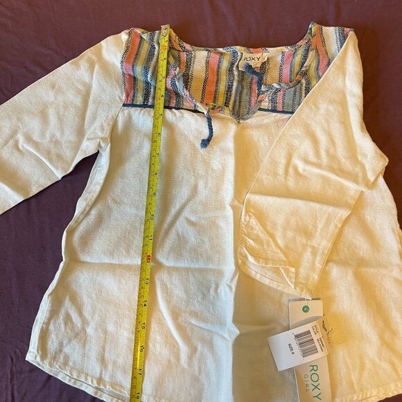 NWT White Roxy Girl Size 8 - NEW Beach top - Picture 3 of 5